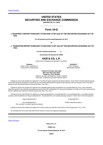 Vorschaubild KKR & Co. 10-Q Quartalsbericht 2013 