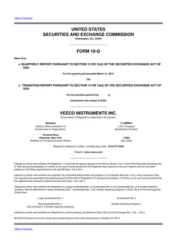 Thumbnail Veeco
 10-Q Quarterly Report FY2013 