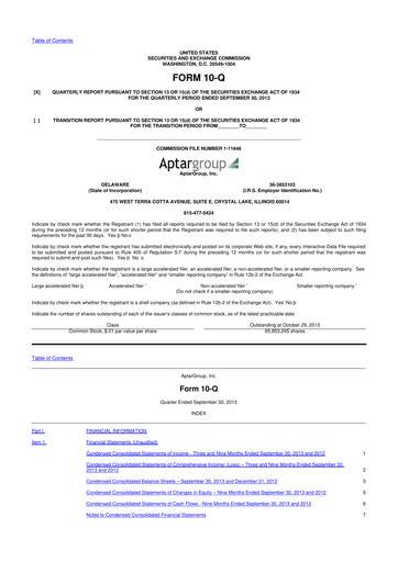 Miniature AptarGroup 10-Q Rapport trimestriel 2013 
