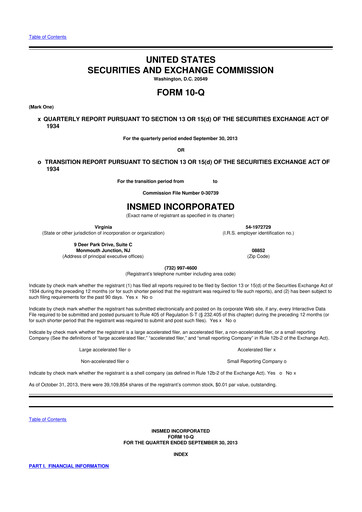 Vorschaubild Insmed 10-Q Quartalsbericht 2013 