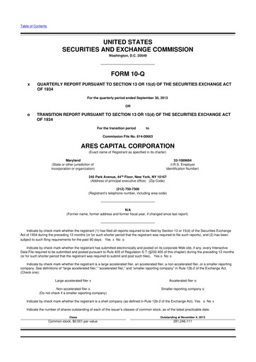 Thumbnail Ares Capital
 10-Q Quarterly Report FY 