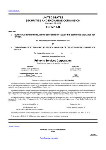 Vorschaubild Primoris Services Corporation
 10-Q Quartalsbericht 2013 