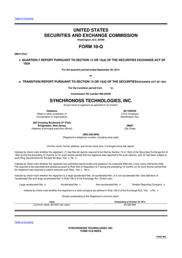 Thumbnail Synchronoss Technologies 10-Q Quarterly Report FY2013 