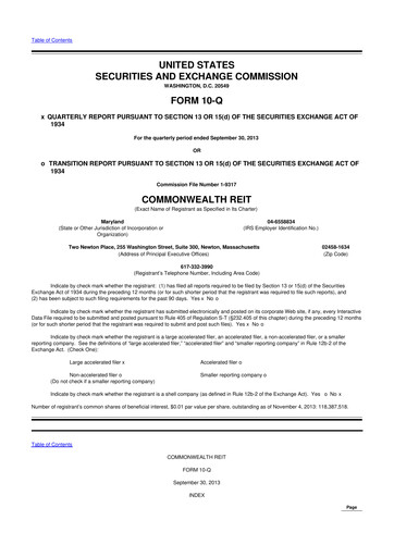 Vorschaubild Equity Commonwealth 10-Q Quartalsbericht 2013 