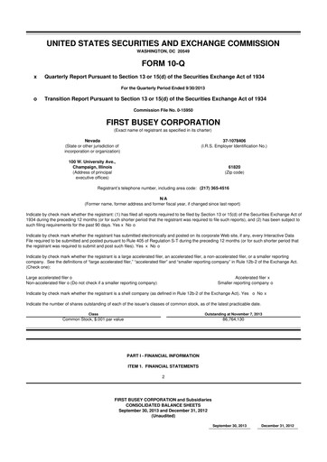 Thumbnail First Busey 10-Q Quarterly Report FY2013 