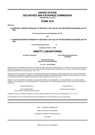 Thumbnail Abbott Laboratories 10-Q Quarterly Report FY2013 