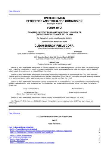 Thumbnail Clean Energy Fuels 10-Q Quarterly Report FY2013 