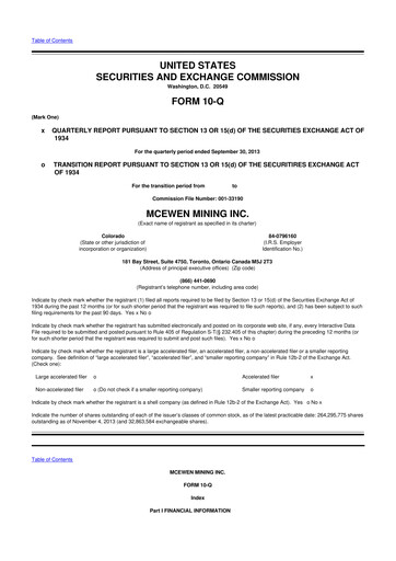 Thumbnail McEwen Mining 10-Q Quarterly Report FY2013 