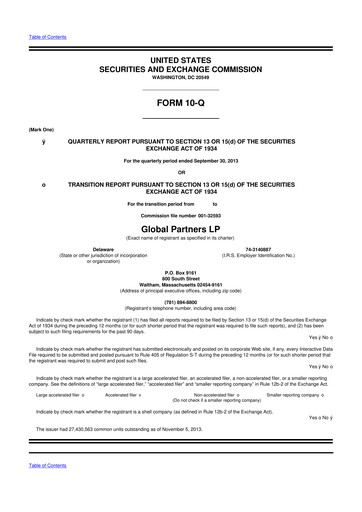 Thumbnail Global Partners LP 10-Q Quarterly Report FY2013 