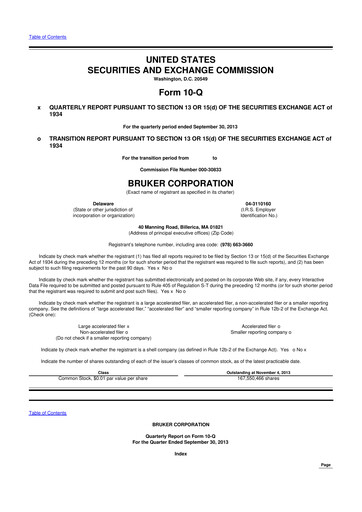 Thumbnail Bruker 10-Q Quarterly Report FY2013 