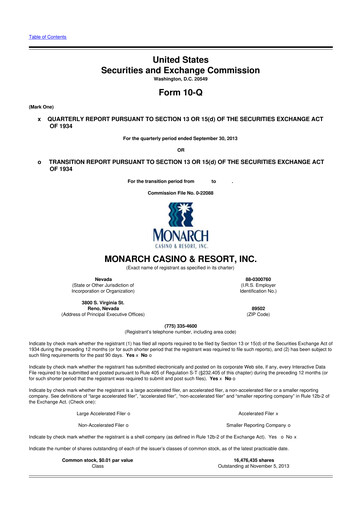 Thumbnail Monarch Casino & Resort 10-Q Quarterly Report FY2013 