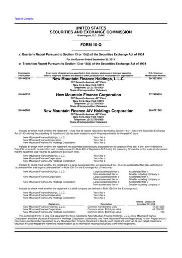 Thumbnail New Mountain Finance Corporation 10-Q Quarterly Report FY 