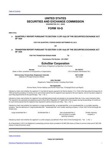 Thumbnail EchoStar 10-Q Quarterly Report FY2013 