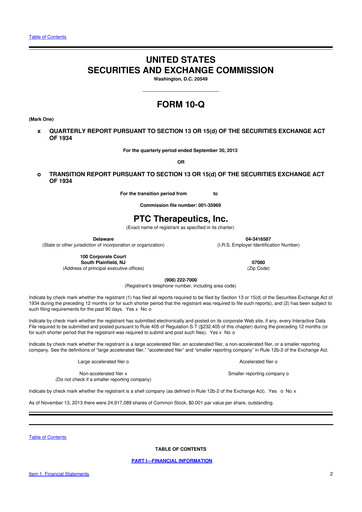 Thumbnail PTC Therapeutics
 10-Q Quarterly Report FY2013 