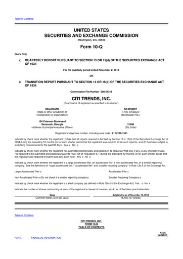Vorschaubild Citi Trends, Inc. 10-Q Quartalsbericht  