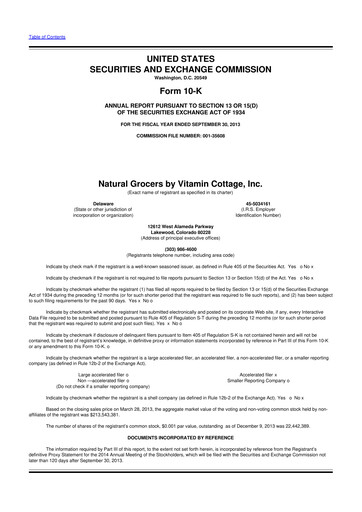 Thumbnail Natural Grocers by Vitamin Cottage 10-K Annual Report 2013