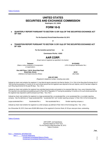 Thumbnail AAR 10-Q Quarterly Report FY2014 