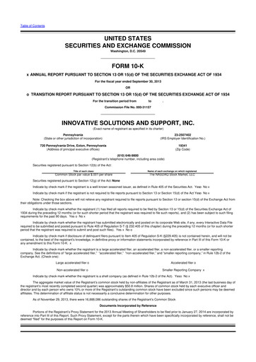 Thumbnail Innovative Solutions and Support 10-K Annual Report 2013