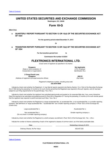 Miniature Flex 10-Q Rapport trimestriel 2014 