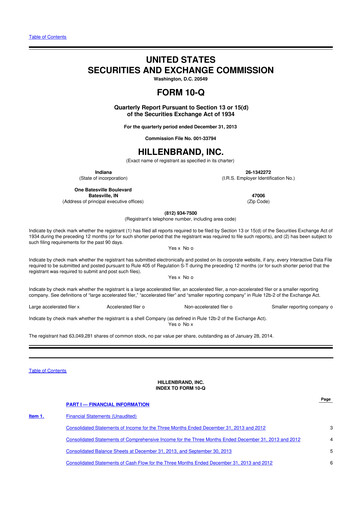 Thumbnail Hillenbrand 10-Q Quarterly Report FY2014 