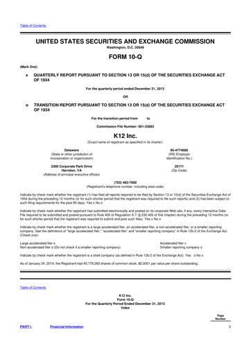 Thumbnail Stride (K12 Education)
 10-Q Quarterly Report FY2014 