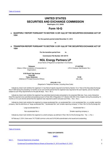 Miniature NGL Energy Partners
 10-Q Rapport trimestriel 2014 