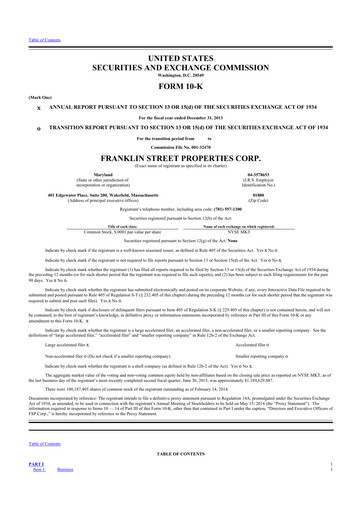 Thumbnail Franklin Street Properties 10-K Annual Report 2013