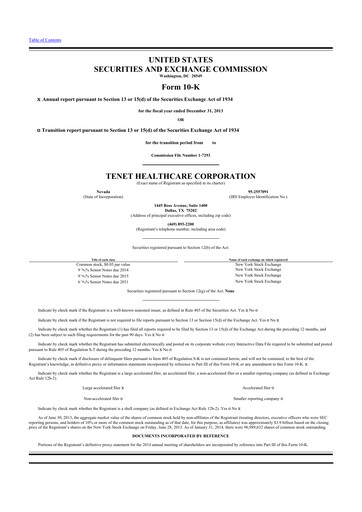 Thumbnail Tenet Healthcare 10-K Annual Report 2013