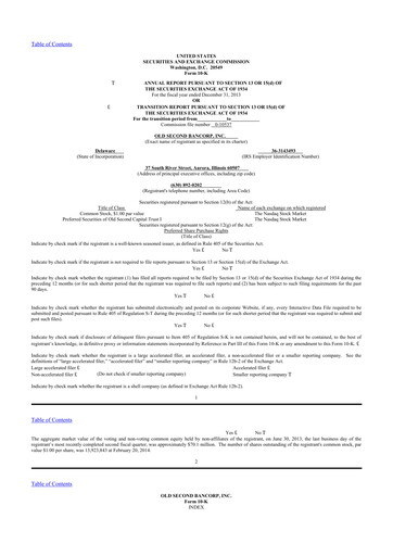 Thumbnail Old Second Bancorp 10-K Annual Report 2013