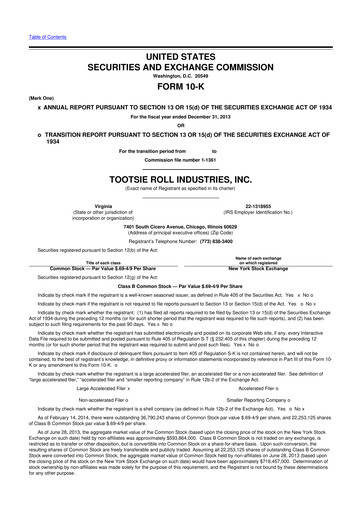 Miniature Tootsie Roll Industries
 10-K Rapport annuel 2013