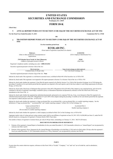 Thumbnail Ecolab 10-K Annual Report 2013