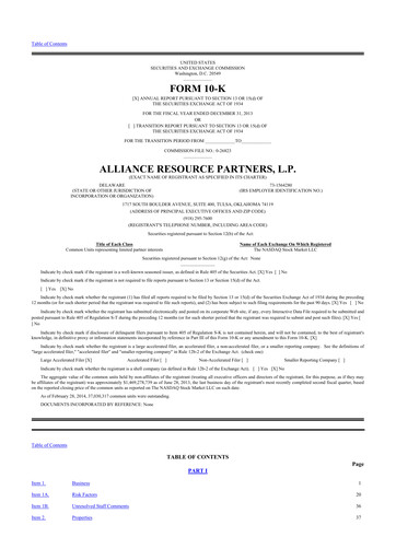 Thumbnail Alliance Resource Partners 10-K Annual Report 2013