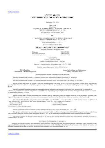 Thumbnail Monster Beverage 10-K Annual Report 2013