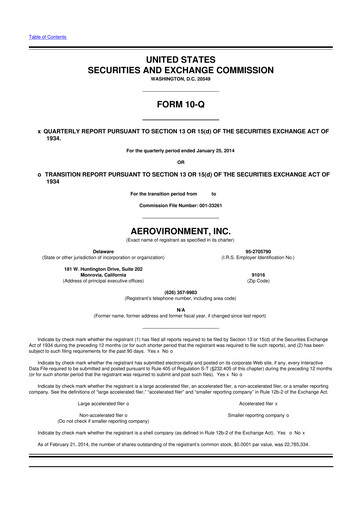 Thumbnail AeroVironment 10-Q Quarterly Report FY2014 