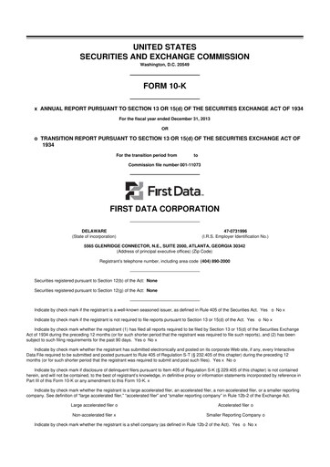 Thumbnail First Data Corporation 10-K Annual Report 