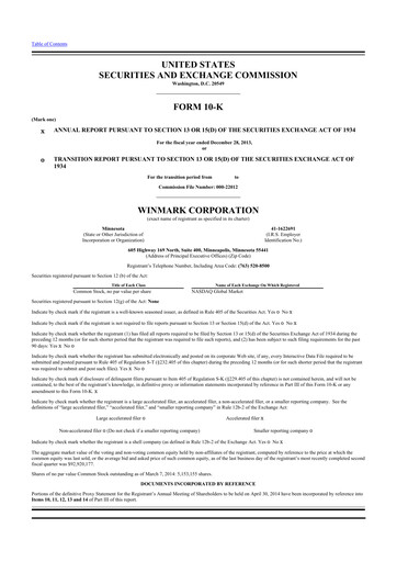 Thumbnail Winmark 10-K Annual Report 2013