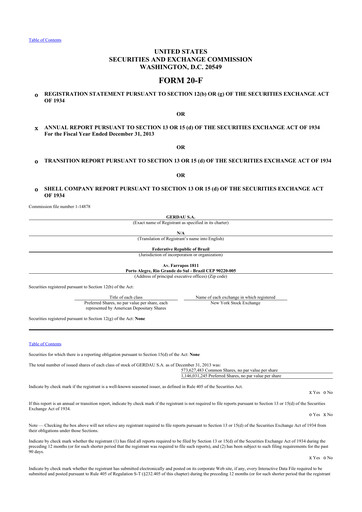 Thumbnail Gerdau 20-F Annual Report 