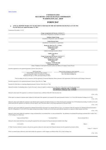 Miniature Grupo Aeroportuario del Sureste
(ASUR) 20-F Rapport annuel 