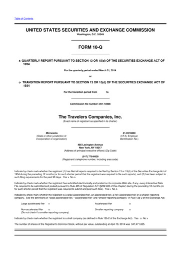 Thumbnail The Travelers Companies 10-Q Quarterly Report FY2014 