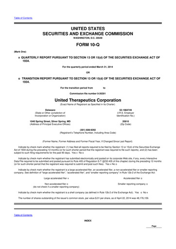 Thumbnail United Therapeutics 10-Q Quarterly Report FY2014 