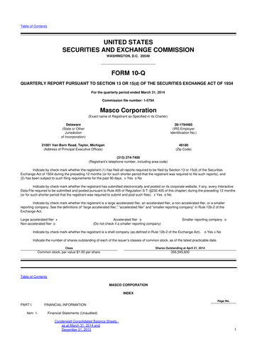 Miniature Masco 10-Q Rapport trimestriel 2014 