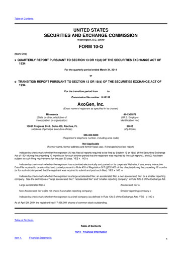 Thumbnail Axogen 10-Q Quarterly Report FY2014 