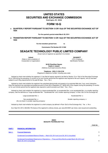 Thumbnail Seagate Technology 10-Q Quarterly Report FY2014 