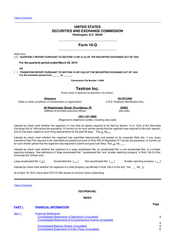 Miniature Textron 10-Q Rapport trimestriel 2014 