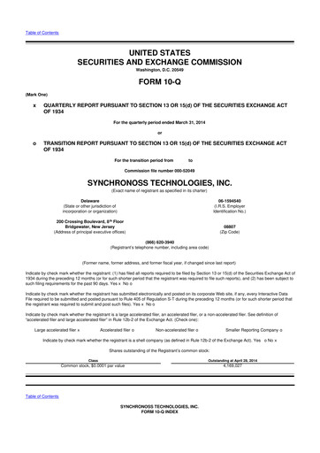 Thumbnail Synchronoss Technologies 10-Q Quarterly Report FY2014 