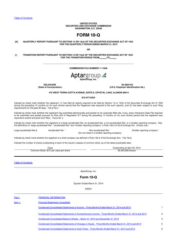 Miniature AptarGroup 10-Q Rapport trimestriel 2014 