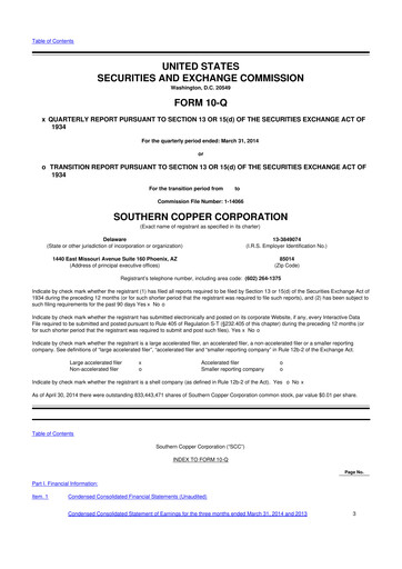 Thumbnail Southern Copper 10-Q Quarterly Report FY2014 