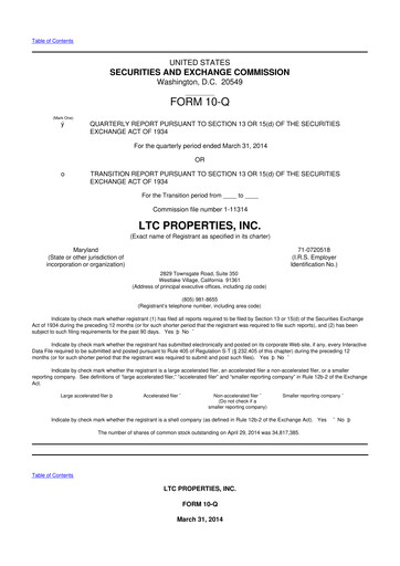 Thumbnail LTC Properties 10-Q Quarterly Report FY2014 