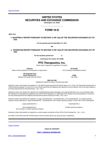 Thumbnail PTC Therapeutics
 10-Q Quarterly Report FY2014 