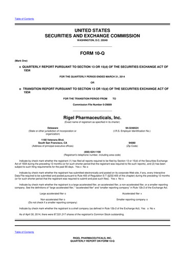 Thumbnail Rigel Pharmaceuticals 10-Q Quarterly Report FY2014 